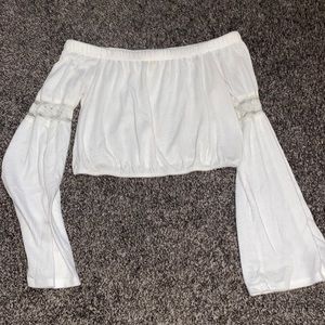 White Over the Shoulder Crop Top